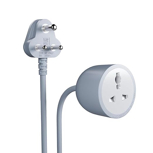 Gadgets 3-Pin Extension Cord with Heavy Duty Long Wire | 3m Wire | 2500W, 10A | Expandable | Multipurpose Use for Home, Office, Festive Decor | Pack of 1 (Grey Extension Cord)