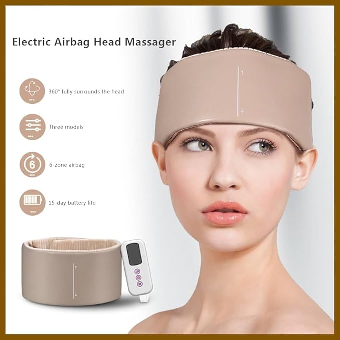 Electric Scalp Massager, Head Massager for Headache Relief with Heat, Air Bag Kneading Massage, and Vibration for a 360 Degree Relaxation Experience