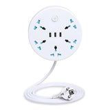 8-in-1 Travel Power Strip Extension Board | 5 Universal Sockets + 3 USB Ports | Multi Plug Extension Cord with USB for Home, Office, Hotel & Travel | White