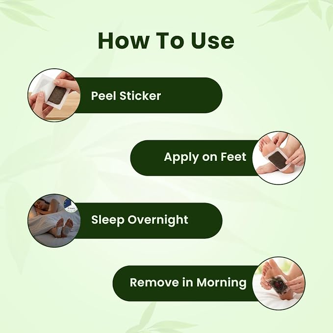 Detox Foot Patches with Natural Ginger Herbal Extract | Deep Cleansing & Body Detox Foot Pads | Foot Patch for Comfort, Relaxation & Daily Wellness | For Men & Women (Pack of 10)