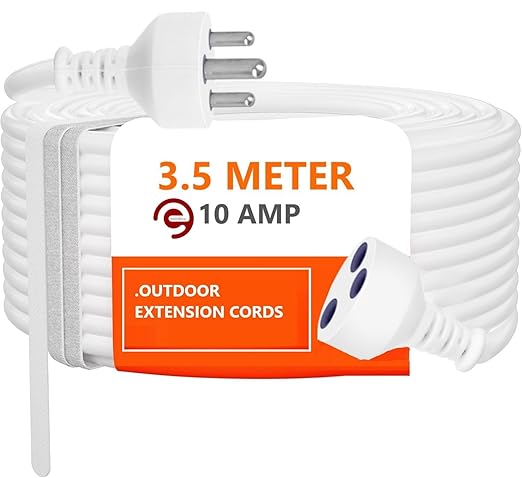 Heavy Duty 10 Amp Single Outlet Extension Wire | 3.5 Meters Heavy Duty Long Wire Cord | IP 65 Waterproof | Durable | Multi Purpose | for Home & Office | Universal Compatibility | Pack of 1