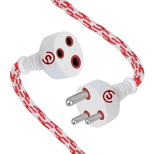 ezobuy 3 Pin Cotton Threaded | Male to Female | Expandable Electric Extension 3.5 Mtr. Wire | Perfect Multipurpose | Home Decor | Office | Festival Decorations | Colour Red Abstract | Pack of 1