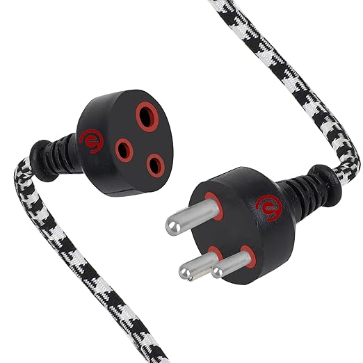 ezobuy 3 Pin Cotton Threaded Wire Extension Wire | 3.5 Meters Heavy Duty Long Wire Cord | 4 Layer Coating | Copper Wire | Durable | Multipurpose | Pack of 1 | 250 W |