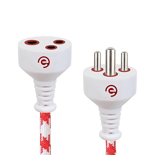 ezobuy 3 Pin Cotton Threaded | Male to Female | Expandable Electric Extension 3.5 Mtr. Wire | Perfect Multipurpose | Home Decor | Office | Festival Decorations | Colour Red Abstract | Pack of 1
