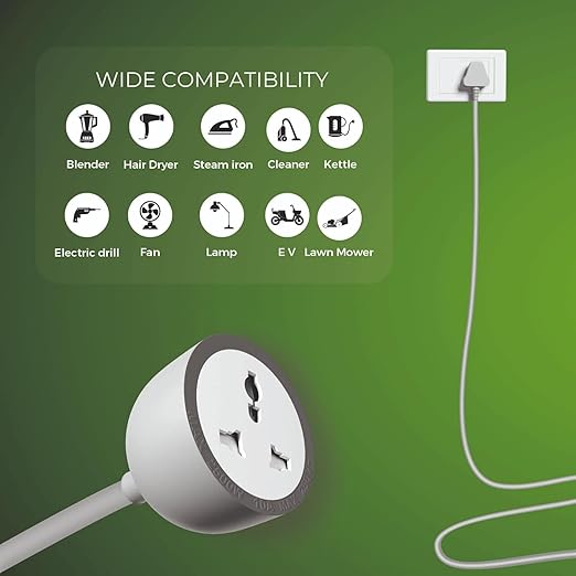Gadgets 3-Pin Extension Cord with Heavy Duty Long Wire | 3m Wire | 2500W, 10A | Expandable | Multipurpose Use for Home, Office, Festive Decor | Pack of 1 (Grey Extension Cord)