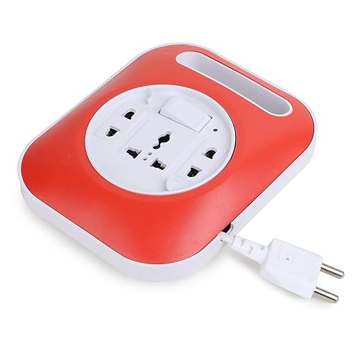 2 Pin - 240V AC - Flex Box with 5 mtr Cable | for Computer, Fridge, T.V, Music Player | with Handle & Indicator | Red - White | Extension Board | Extension Plug Socket | Pack of 1