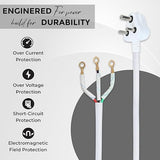 Heavy-Duty 3-Pin Power Cord for Iron Press - 6A, 250V - 100% Pure Copper Wire - Multi-Purpose Cable for Iron Boxes, Kitchen Appliances & Home Electronics - Durable & Safe (2.7M White)