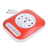 2 Pin - 240V AC - Flex Box with 5 mtr Cable | for Computer, Fridge, T.V, Music Player | with Handle & Indicator | Red - White | Extension Board | Extension Plug Socket | Pack of 1