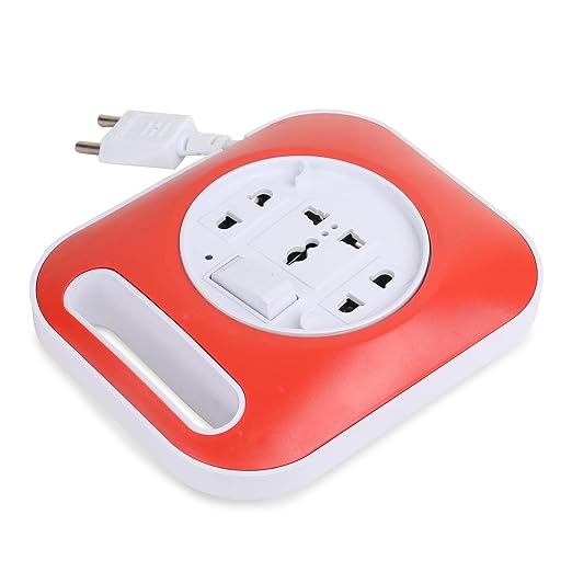 2 Pin - 240V AC - Flex Box with 5 mtr Cable | for Computer, Fridge, T.V, Music Player | with Handle & Indicator | Red - White | Extension Board | Extension Plug Socket | Pack of 1