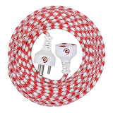 Ezobuy 3 Pin Cotton Threaded | Male to Female | Expandable Electric Extension 3.5 Mtr. Wire | Perfect Multipurpose | Home Decor | Office | Festival Decorations | Colour Red Abstract | Pack of 1