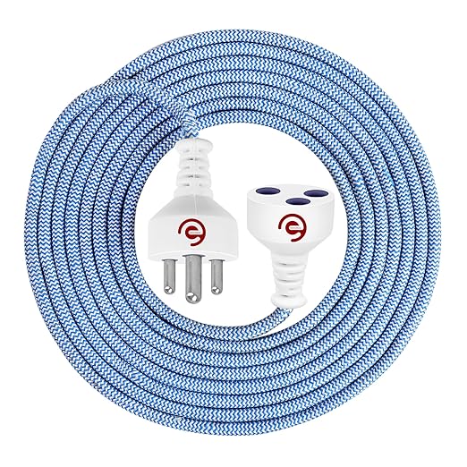 ezobuy 3 Pin Cotton Threaded Wire Extension Wire 3.5 Meters Heavy Duty Long Wire Cord 4 Layer Coating Copper Wire | Durable Multipurpose | Pack of 1 250 W