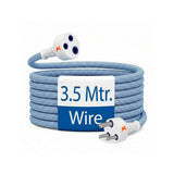 ezobuy 3 Pin Cotton Threaded Wire Extension Wire 3.5 Meters Heavy Duty Long Wire Cord 4 Layer Coating Copper Wire | Durable Multipurpose | Pack of 1 250 W