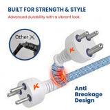 ezobuy 3 Pin Cotton Threaded Wire Extension Wire 3.5 Meters Heavy Duty Long Wire Cord 4 Layer Coating Copper Wire | Durable Multipurpose | Pack of 1 250 W